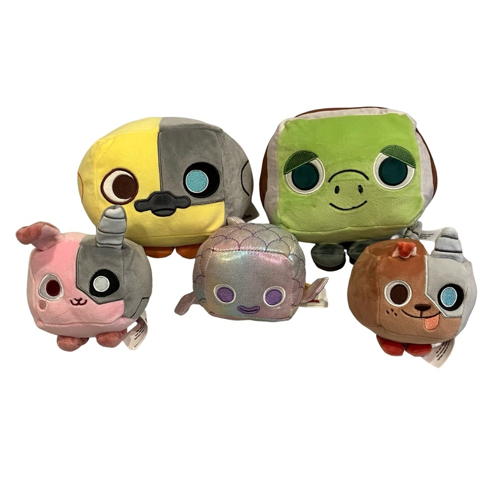 Pet Simulator Roblox Plush Lot Cyborg Ducky Bunny Dog & Turtle Iridescent Fish